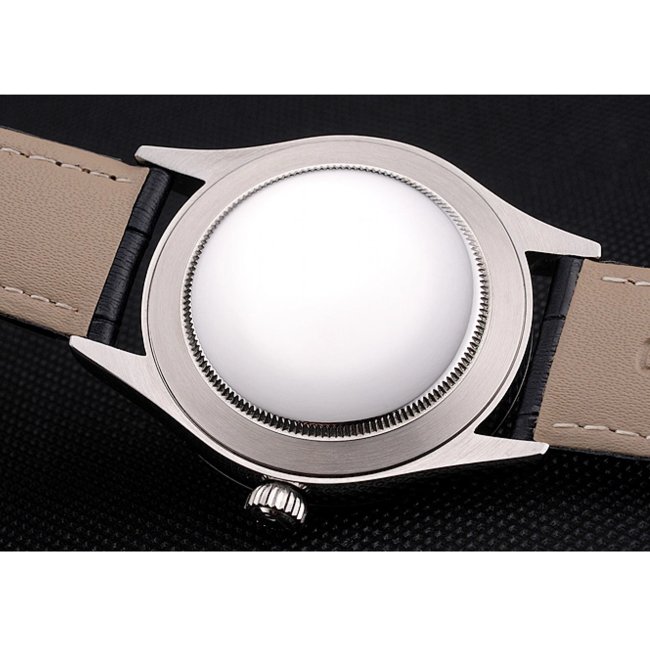 Aaa replica watch Rolex Steel Dial White Strap Stainless Leather Swiss Datejust Black Case 0803